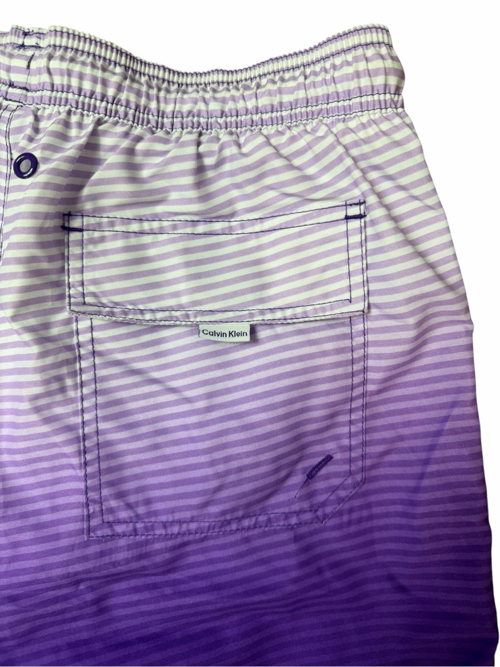 Calvin Klein Men’s Small Purple Ombré Gradient Stripe Swim Shorts - Picture 6 of 9